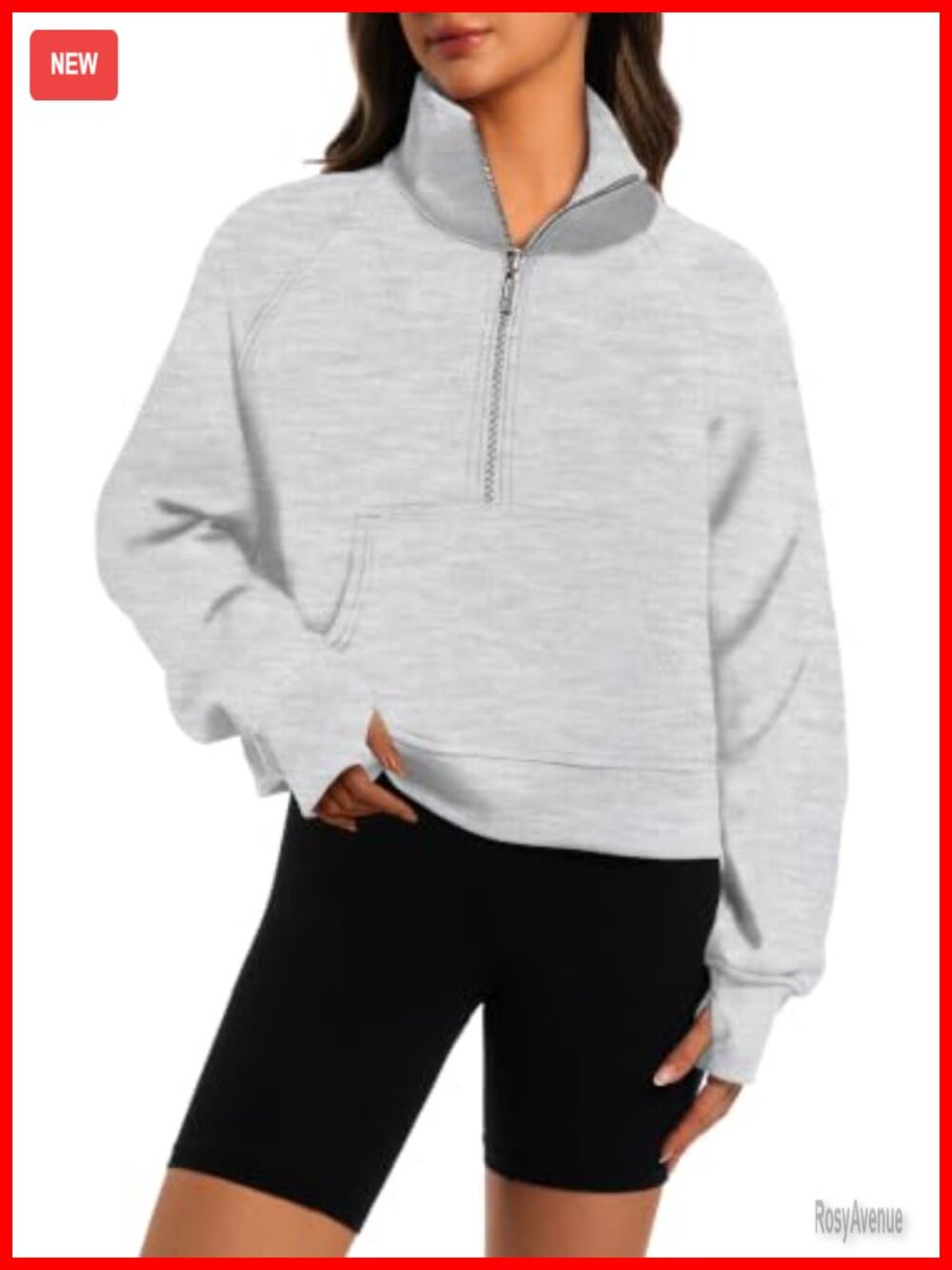 Essentials Womens Half Zip Cropped Pullover Sweatshirt Fleece Lined Hoodie